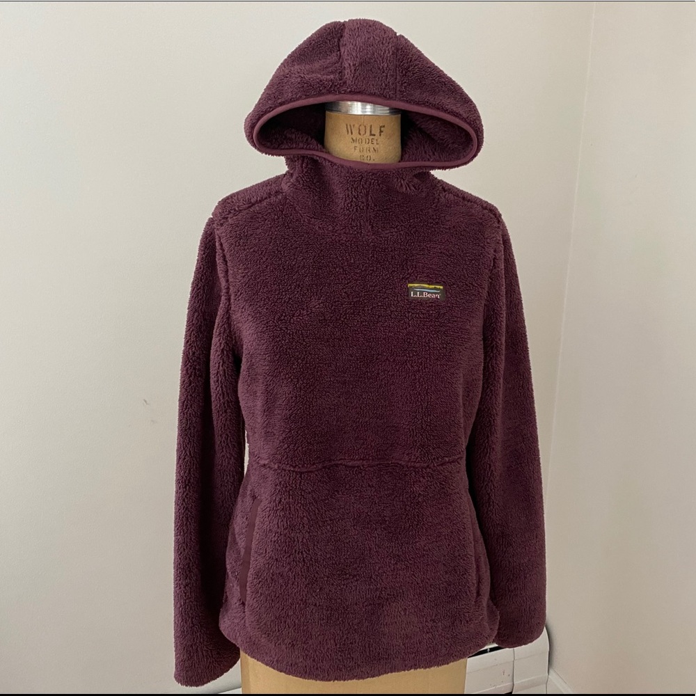 LL Bean Hi Pile fleece pullover hoodie